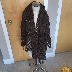 Free people wrap scarf brown with gold